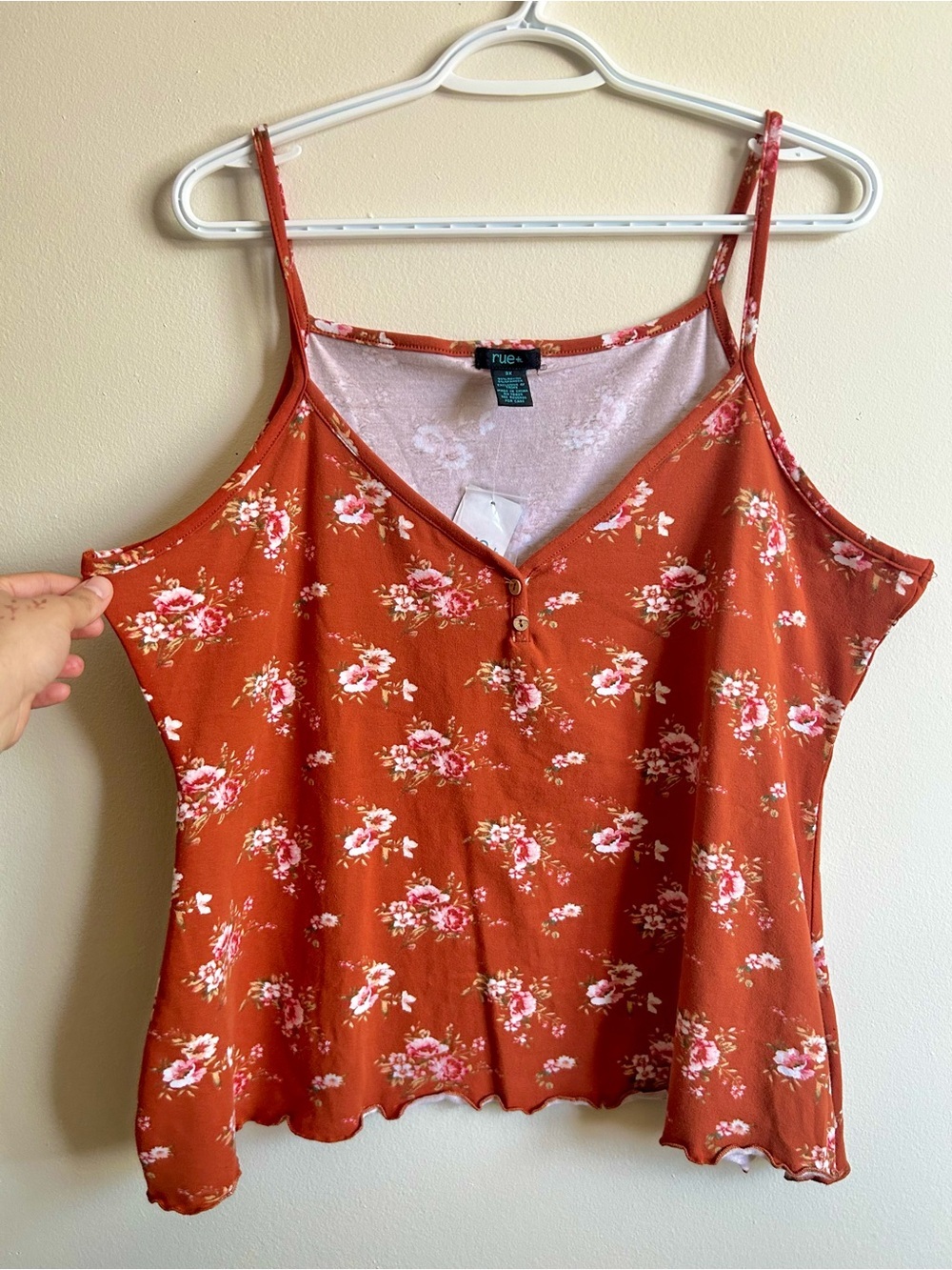 Rue21 3XL Rust Orange Floral Spaghetti Strap Cami